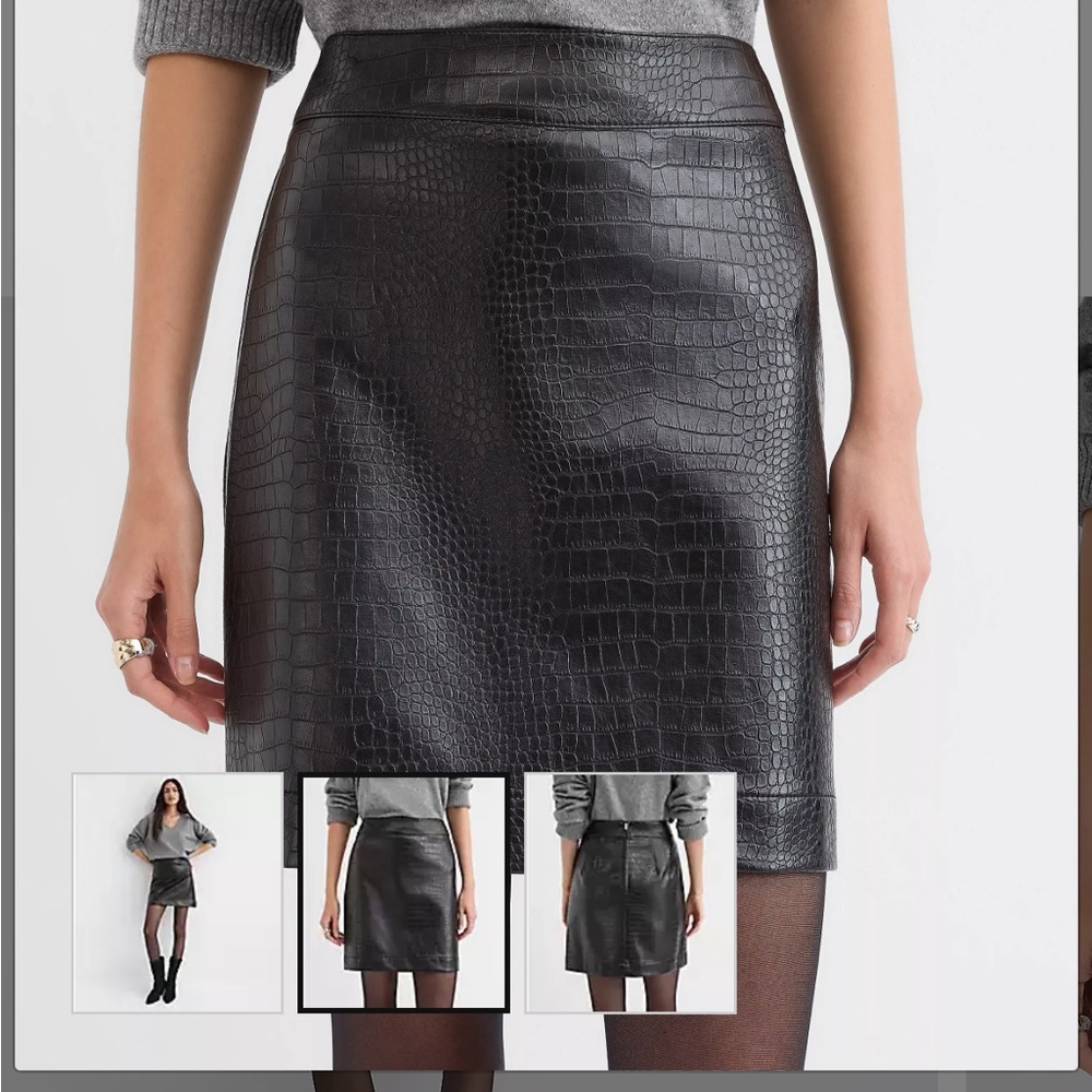 LOFT Black Croc-Embossed Mini Skirt - Picture 8 of 9